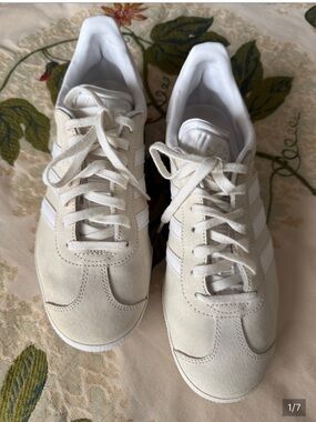 Adidas Women's cream and white Athletic Sneakers